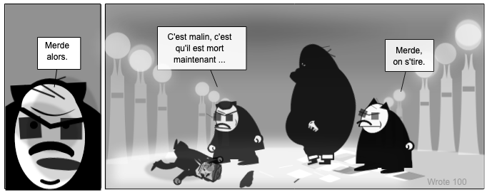 Wrote 100 ._  Dans ce cas on peut dire merde