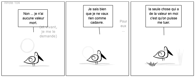 Wrote 104 ._  La pensée de l'Oiseau